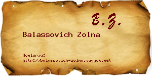 Balassovich Zolna névjegykártya
